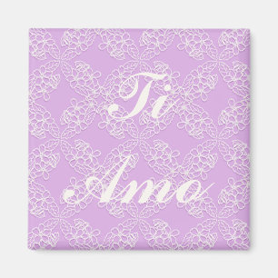 ti amo. florale violette kant patroon. tekst. magneet