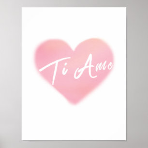 Ti Amo Heart Waterverf Art Print Poster