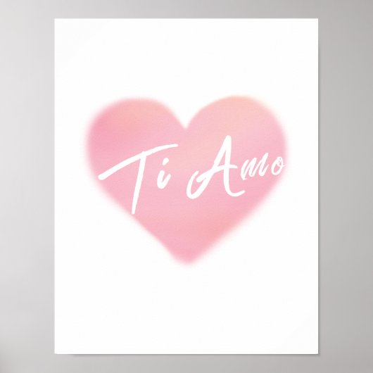 Ti Amo Heart Waterverf Art Print Poster (Voorkant)