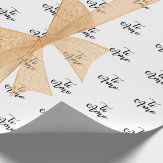Ti Amo (Ik hou van jou) Chic Zwarte Script Herhali Cadeaupapier