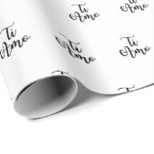 Ti Amo (Ik hou van jou) Chic Zwarte Script Herhali Cadeaupapier (Rol Hoek)