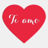 Ti amo ik hou van jou in het Italiaans Rode Hart S Hart Sticker (Voorkant)