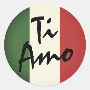 Ti Amo Italiaans Vlag Ronde Label Stickers