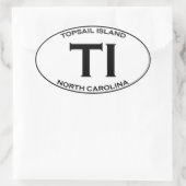 TI - Topsail Island, North Carolina Ovale Sticker (Tas)