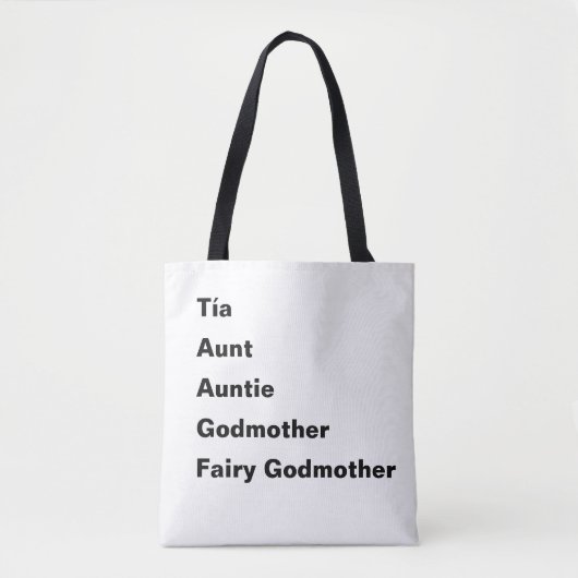 Tia Aunt tante Godmoeder Théleing Tote Bag (Voorkant)