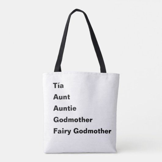 Tia Aunt tante Godmoeder Théleing Tote Bag (Achterkant)