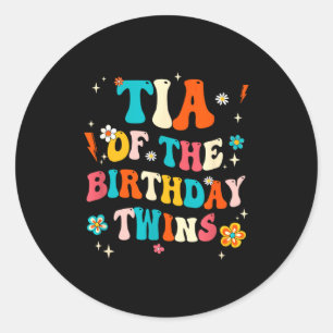 Tia van de verjaardag tweeling jongens meisjes fee ronde sticker