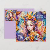 TIA ~ Verjaardag Kaart ~ Flower Fairy ~ (Voorkant / Achterkant)