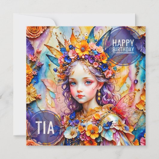 TIA ~ Verjaardag Kaart ~ Flower Fairy ~ (Voorkant)