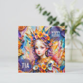 TIA ~ Verjaardag Kaart ~ Flower Fairy ~ (Staand voorkant)