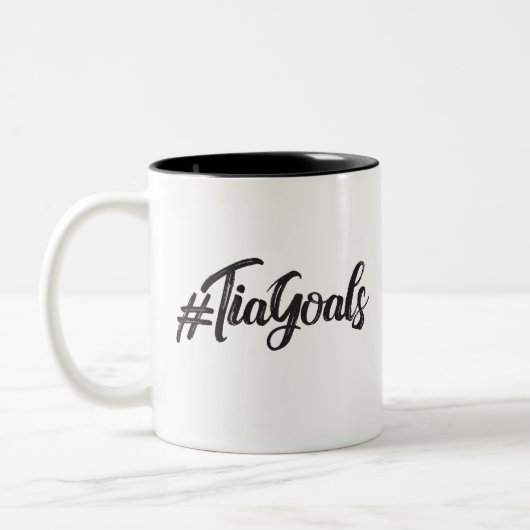 #TiaGoals, Grunge modern script Tweekleurige Koffiemok (Links)