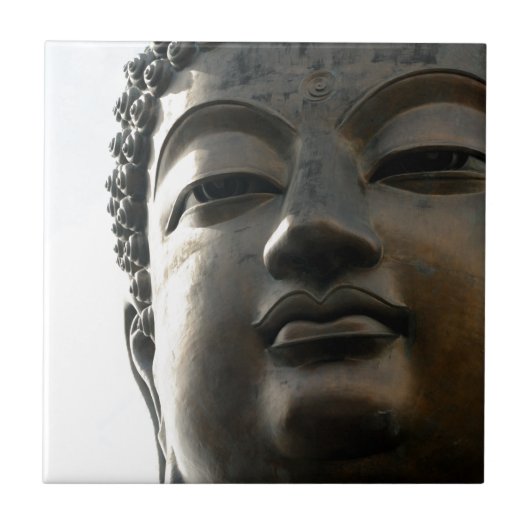 Tian Tan Buddha Face close up Tegeltje (Voorkant)