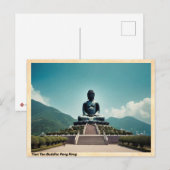 Tian Tan Buddha Hong Kong Vintage reizen Briefkaart (Voorkant / Achterkant)