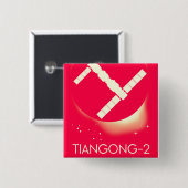 Tiangong-2 China ruimtestation ruimte kunst. Vierkante Button 5,1 Cm (Voorkant /achterkant)