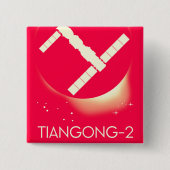 Tiangong-2 China ruimtestation ruimte kunst. Vierkante Button 5,1 Cm (Voorkant)