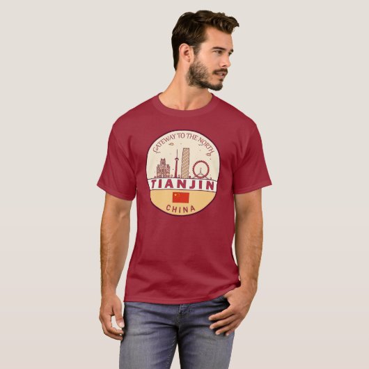 Tianjin China City Skyline Embleem T-shirt (Voorkant volledig)