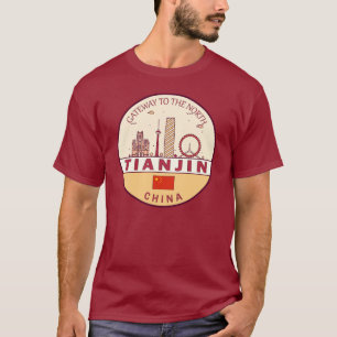 Tianjin China City Skyline Embleem T-shirt
