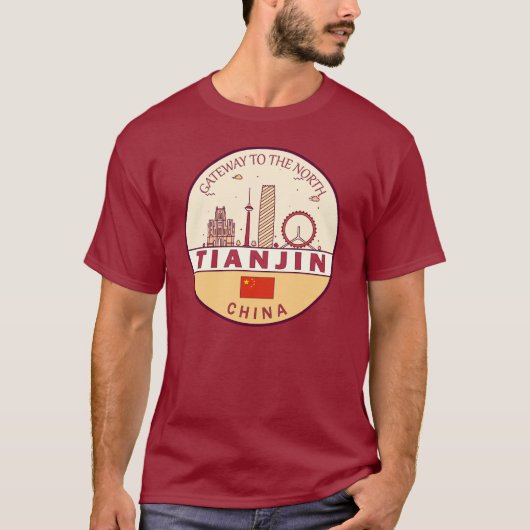 Tianjin China City Skyline Embleem T-shirt (Voorkant)