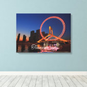 Tianjin Eye wiel 's nachts met Skyline Canvas Art (Insitu (Houten vloer))