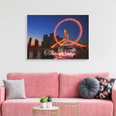 Tianjin Eye wiel 's nachts met Skyline Canvas Art Afdruk (Insitu (Woonkamer))