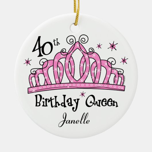 Tiara 40th Birthday Queen LT Keramisch Ornament (Voorkant)