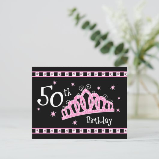 Tiara 50ste verjaardag briefkaart (Staand voorkant)