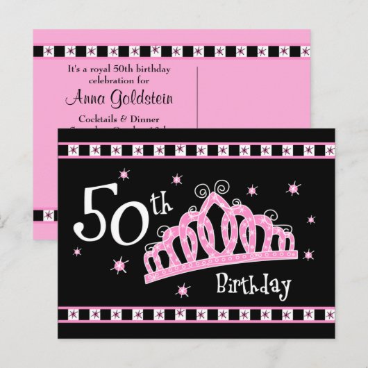 Tiara 50ste verjaardag Briefkaart (Voorkant / Achterkant)