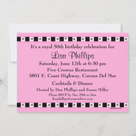 Tiara 50th Birthday Kaart (Achterkant)