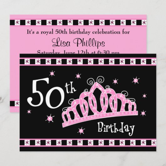 Tiara 50th Birthday Kaart (Voorkant / Achterkant)