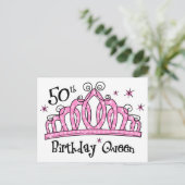 Tiara 50th Birthday Queen LT Briefkaart (Staand voorkant)