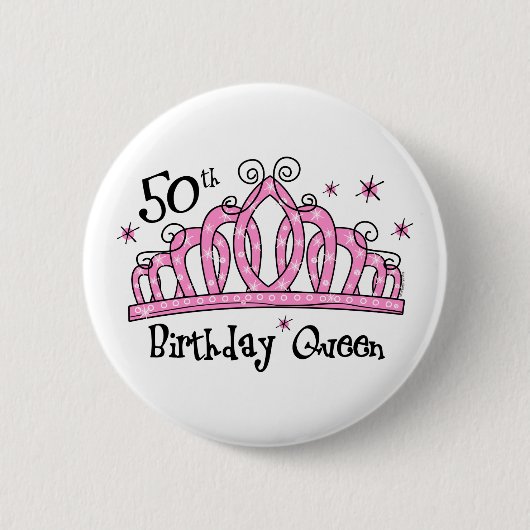 Tiara 50th Birthday Queen LT Ronde Button 5,7 Cm (Voorkant)