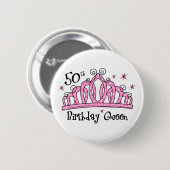 Tiara 50th Birthday Queen LT Ronde Button 5,7 Cm (Voorkant /achterkant)