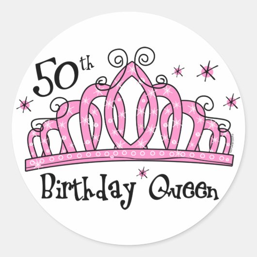 Tiara 50th Birthday Queen LT Ronde Sticker (Voorkant)