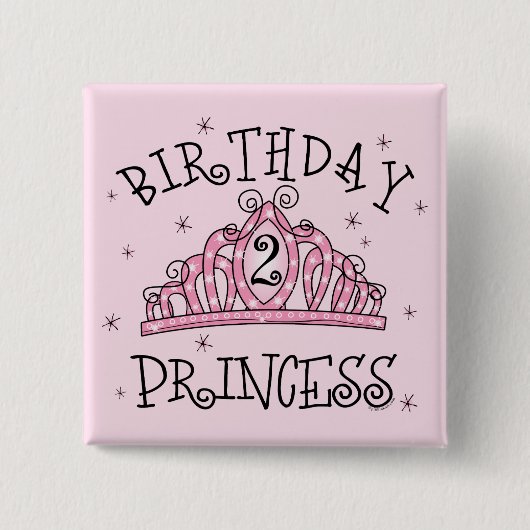 Tiara Birthday Princess 2e verjaardag Vierkante Button 5,1 Cm (Voorkant)