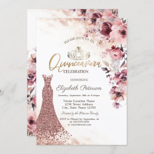 Tiara Blush Rozen Diamanten Jurk Quinceañera Kaart