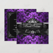  Tiara & Bow Paars Sweet 16 Uitnodiging (Voorkant / Achterkant)