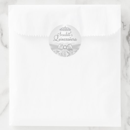  Tiara & Bow Silver Quinceanera Sticker (Tas)