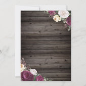 Tiara, Burgundy Flowers Wood Rustic Sweet 16 Party Kaart (Achterkant)