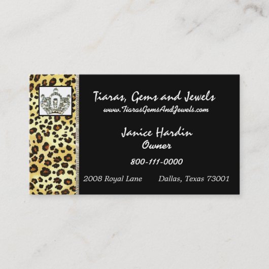 Tiara Cheetah Print Visitekaartjes (Voorkant)