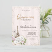 Tiara,Confetti,Eiffeltoren Gestreepte Rozen Kaart (Staand voorkant)