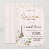 Tiara,Confetti,Eiffeltoren Gestreepte Rozen Kaart (Voorkant / Achterkant)