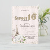 Tiara, Confetti, Eiffeltoren Rozen Gestreepte Swee Kaart (Staand voorkant)