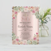 Tiara, Confetti Floral 80th Birthday Kaart (Staand voorkant)