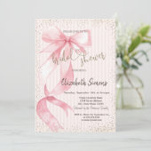 Tiara,Confetti,Roze Lint Gestreepte Bruidsdouche Kaart (Staand voorkant)