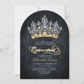 Tiara Crown Diamond Quinceanera Invitation Kaart (Voorkant)