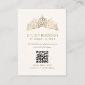 Tiara Crown Quinceanera QR RSVP Informatiekaartje (Voorkant)