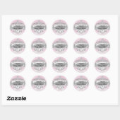 Tiara & Damask Roze Baby Shower Sticker (Vel)