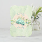 Tiara diamant bloemenkant en kanten muntcrème blau kaart (Staand voorkant)