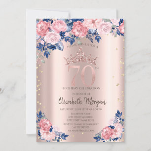 Tiara Diamanten Blauwe Rozen Roségoud 70e Verjaard Kaart