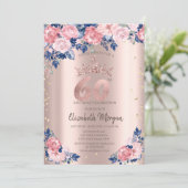 Tiara Diamonds Blauw Rozen Roos Goud 60e Verjaarda Kaart (Staand voorkant)